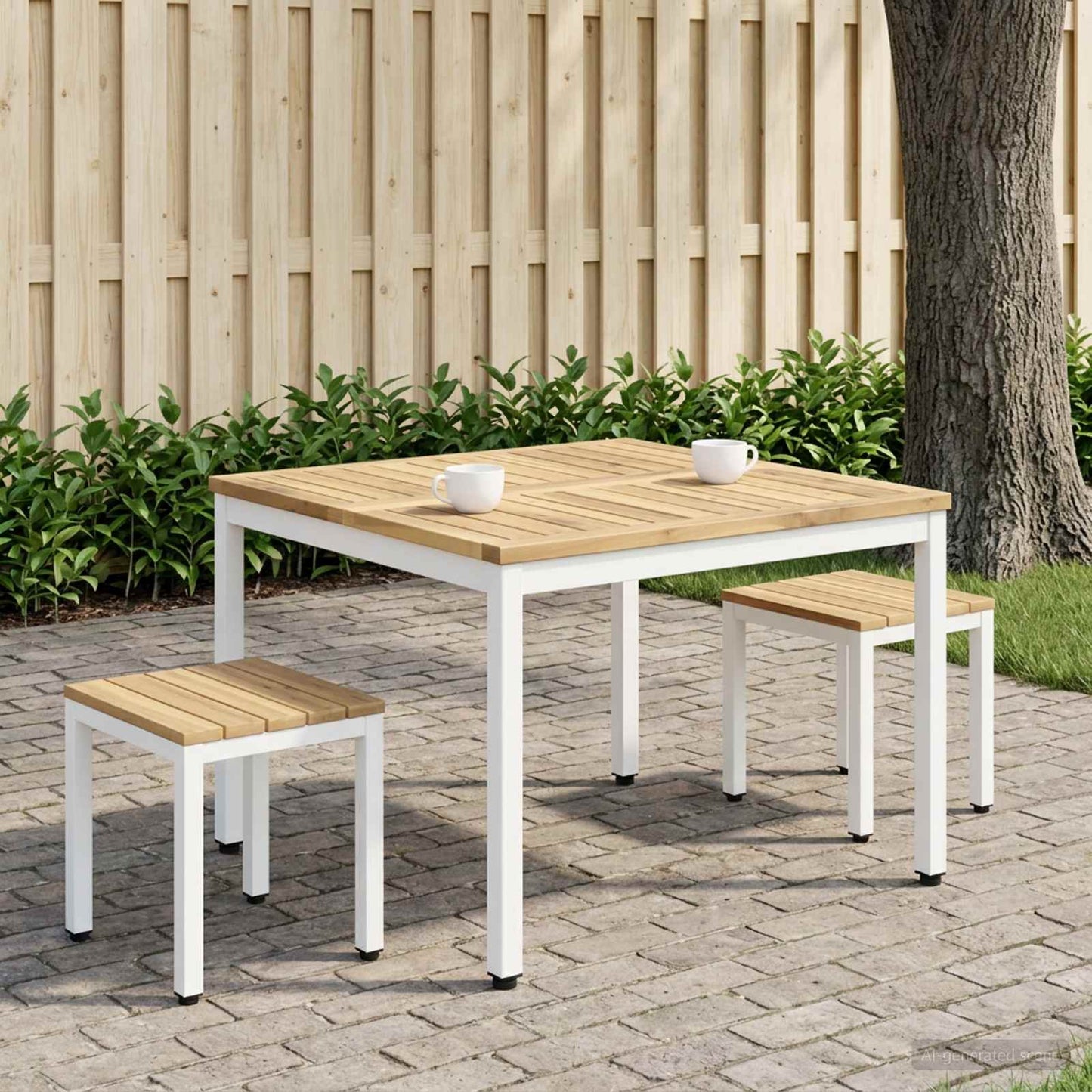 vidaXL Coffee Table White 80 x 80.5 x 45 cm Solid Acacia Wood