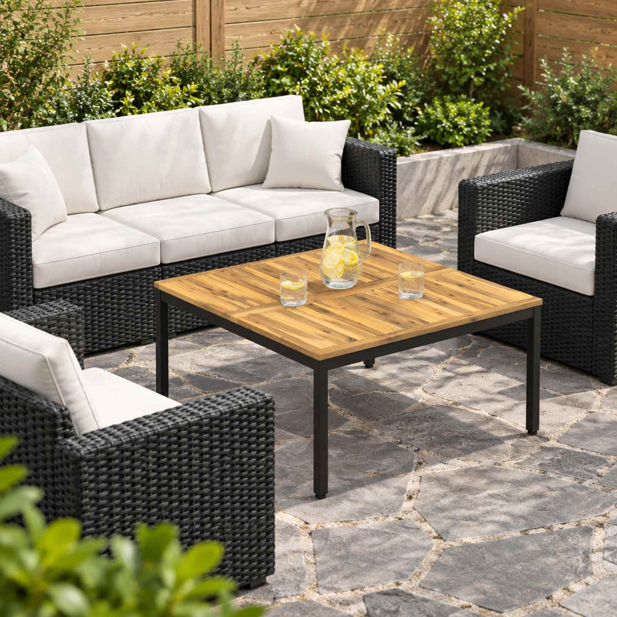 vidaXL Coffee Table White and Black 98 x 100.5 x 45 cm
