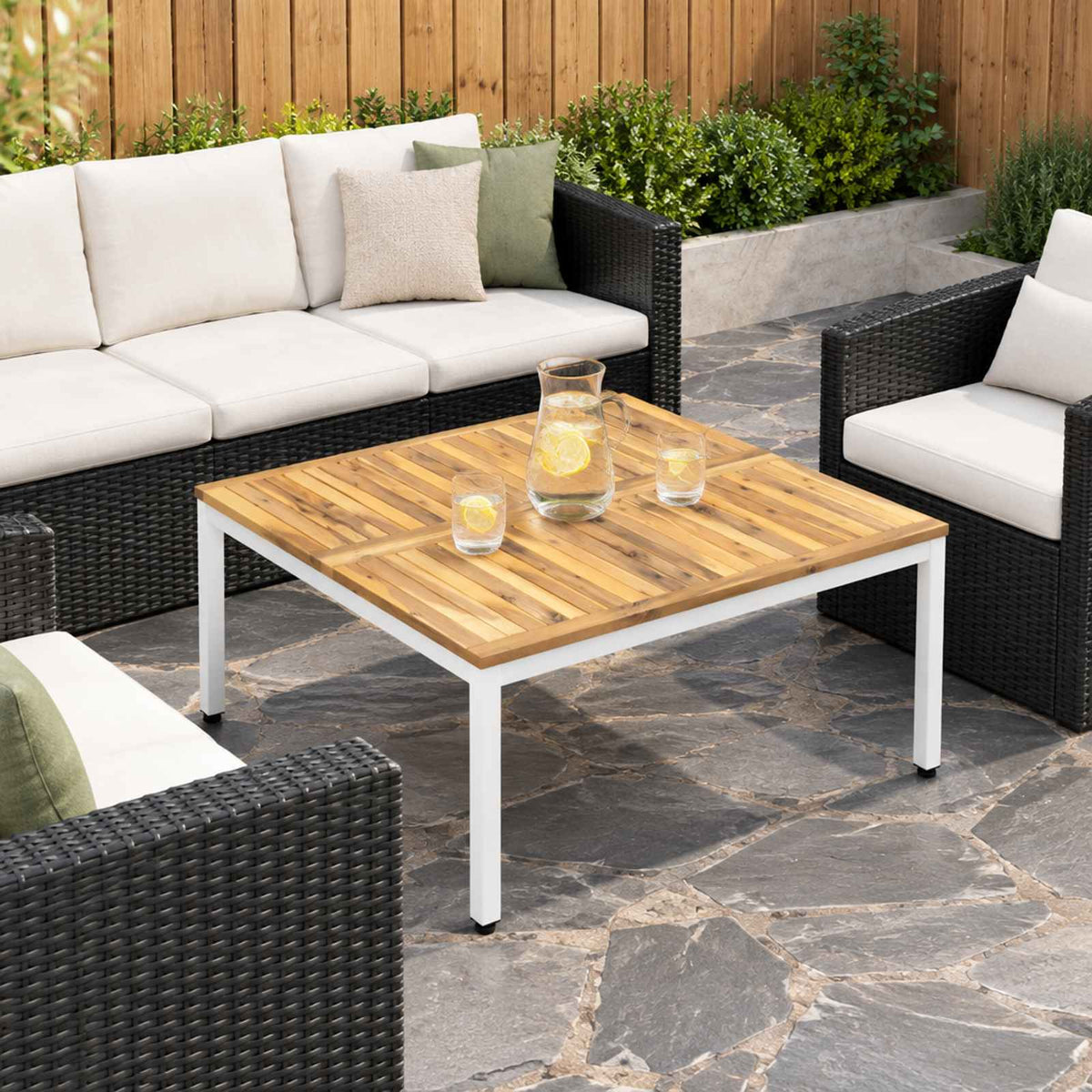 vidaXL Coffee Table White 98 x 100.5 x 45 cm Solid Acacia Wood