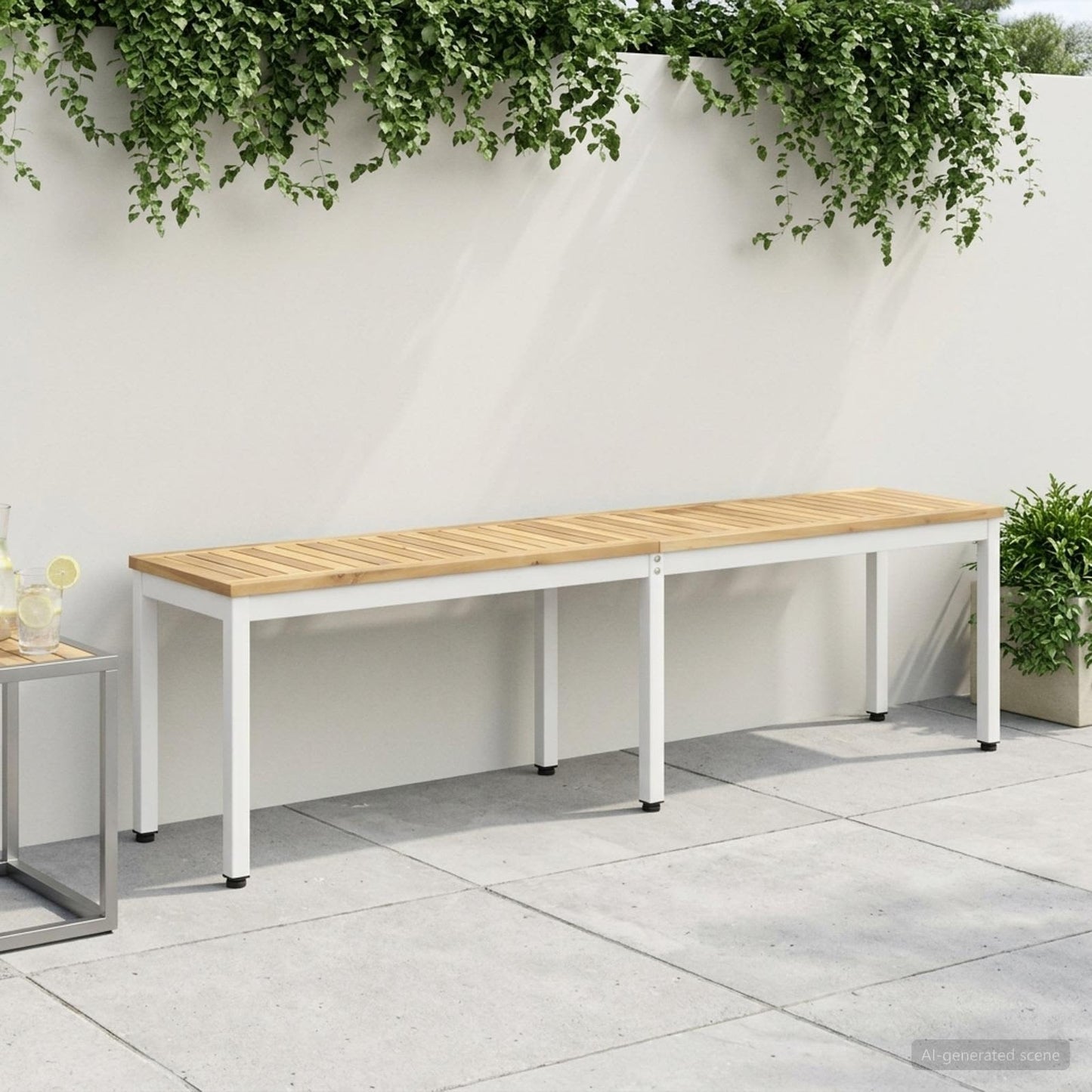 vidaXL Garden Bench 161 x 35 x 45 cm Solid Acacia Wood White