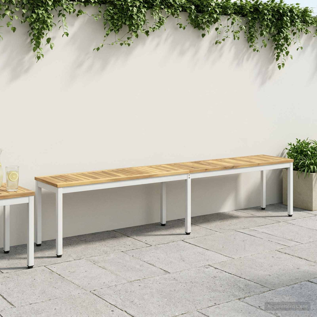vidaXL Garden Bench 201 x 35 x 45 cm Solid Acacia Wood White