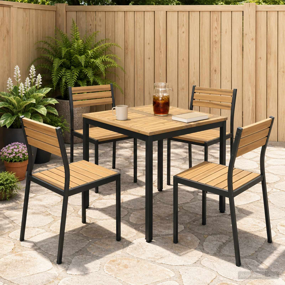 vidaXL Garden Dinner Table White and Black 70 x 68.5 x 75 cm