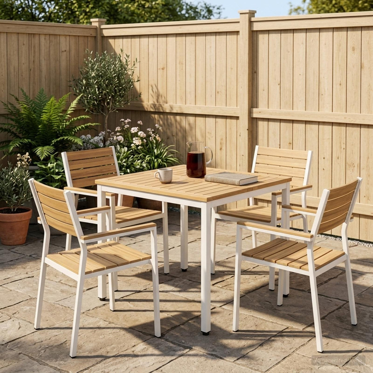 vidaXL Garden Dinner Table White 70 x 68.5 x 75 cm Solid Acacia Wood