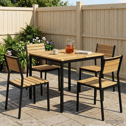 vidaXL Garden Dinner Table White and Black 80 x 80.5 x 75 cm