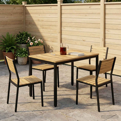 vidaXL Garden Dinner Table White and Black 108.5 x 55 x 75 cm