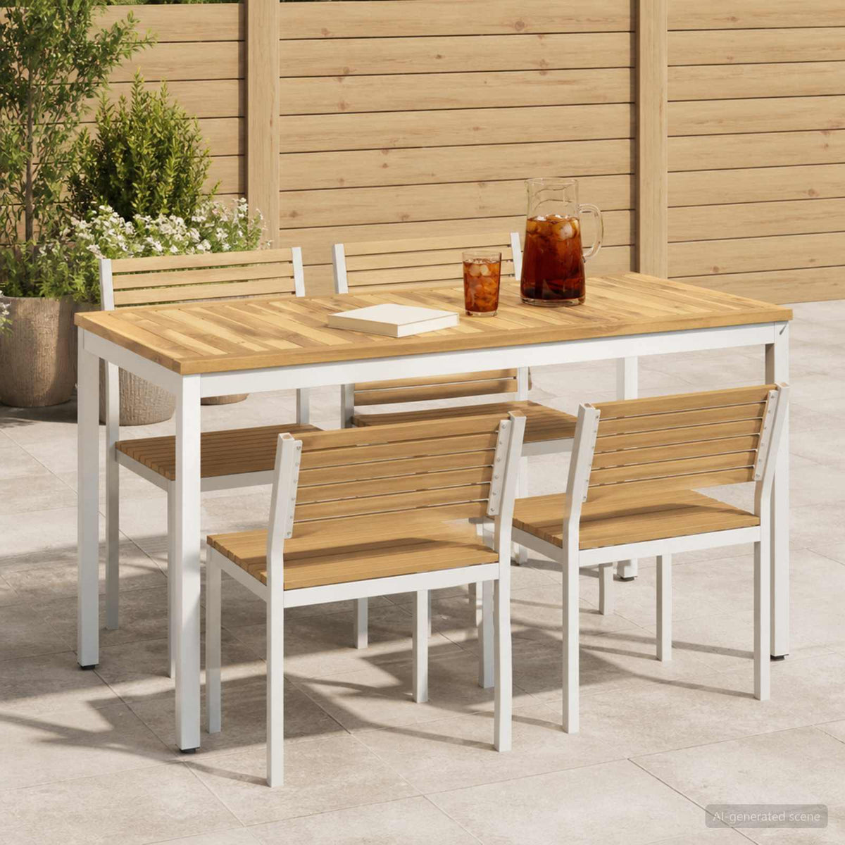 vidaXL Garden Dinner Table White 108.5 x 55 x 75 cm Solid Acacia Wood
