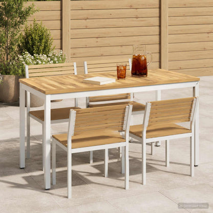 vidaXL Garden Dinner Table White 108.5 x 55 x 75 cm Solid Acacia Wood