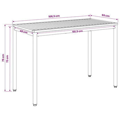vidaXL Garden Dinner Table White 108.5 x 55 x 75 cm Solid Acacia Wood