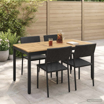 vidaXL Garden Dinner Table White and Black 141 x 80.5 x 75 cm
