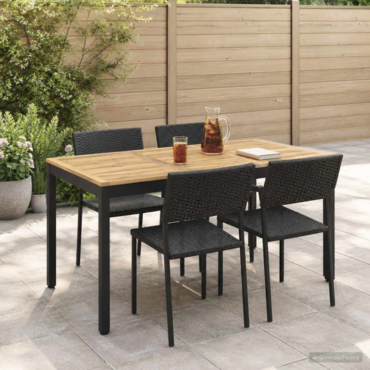 vidaXL Garden Dinner Table White and Black 141 x 80.5 x 75 cm