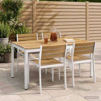 vidaXL Garden Dinner Table White 141 x 80.5 x 75 cm Solid Acacia Wood
