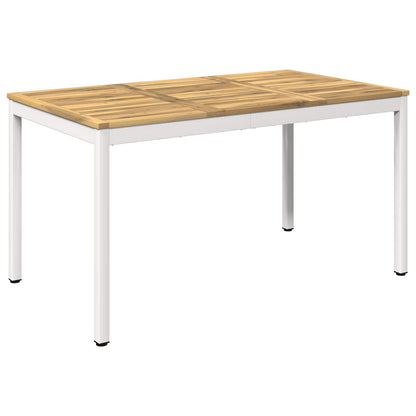 vidaXL Garden Dinner Table White 141 x 80.5 x 75 cm Solid Acacia Wood