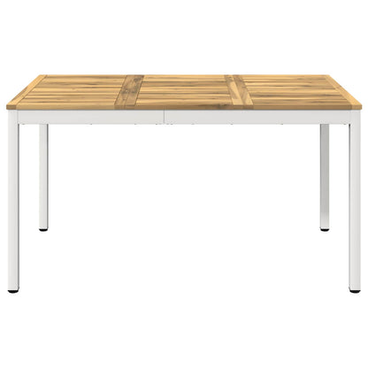 vidaXL Garden Dinner Table White 141 x 80.5 x 75 cm Solid Acacia Wood