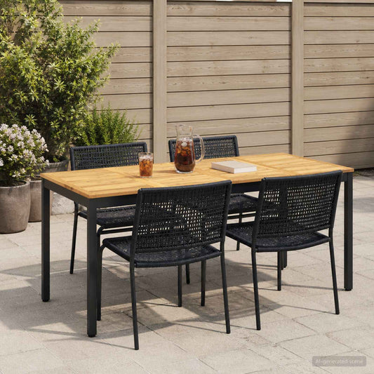 vidaXL Garden Dinner Table White and Black 147 x 88.5 x 75 cm