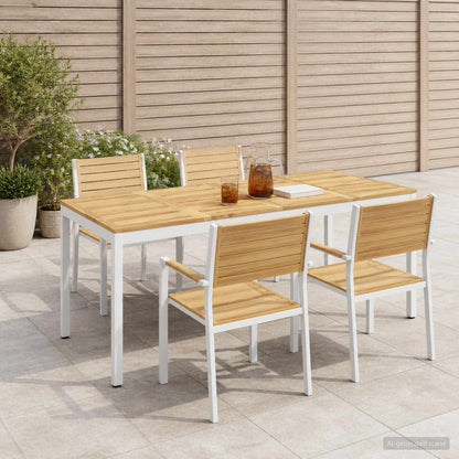 vidaXL Garden Dinner Table White 147 x 88.5 x 75 cm Solid Acacia Wood