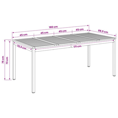 vidaXL Garden Dinner Table White and Black 180 x 88.5 x 75 cm
