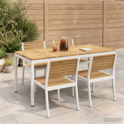 vidaXL Garden Dinner Table White 180 x 88.5 x 75 cm Solid Acacia Wood