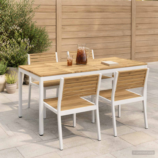 vidaXL Garden Dinner Table White 180 x 88.5 x 75 cm Solid Acacia Wood