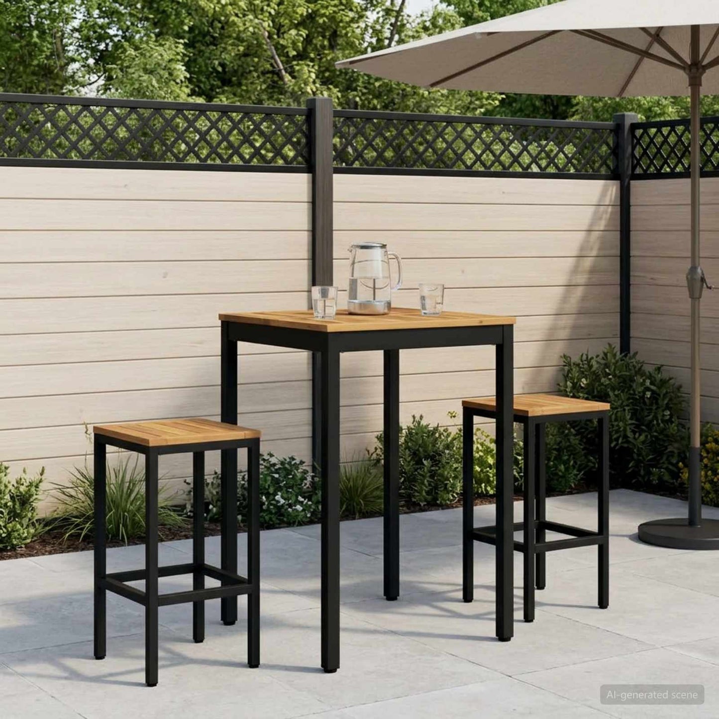 vidaXL Garden Bar Table NAARDEN White and Black 60 x 60.5 x 105 cm