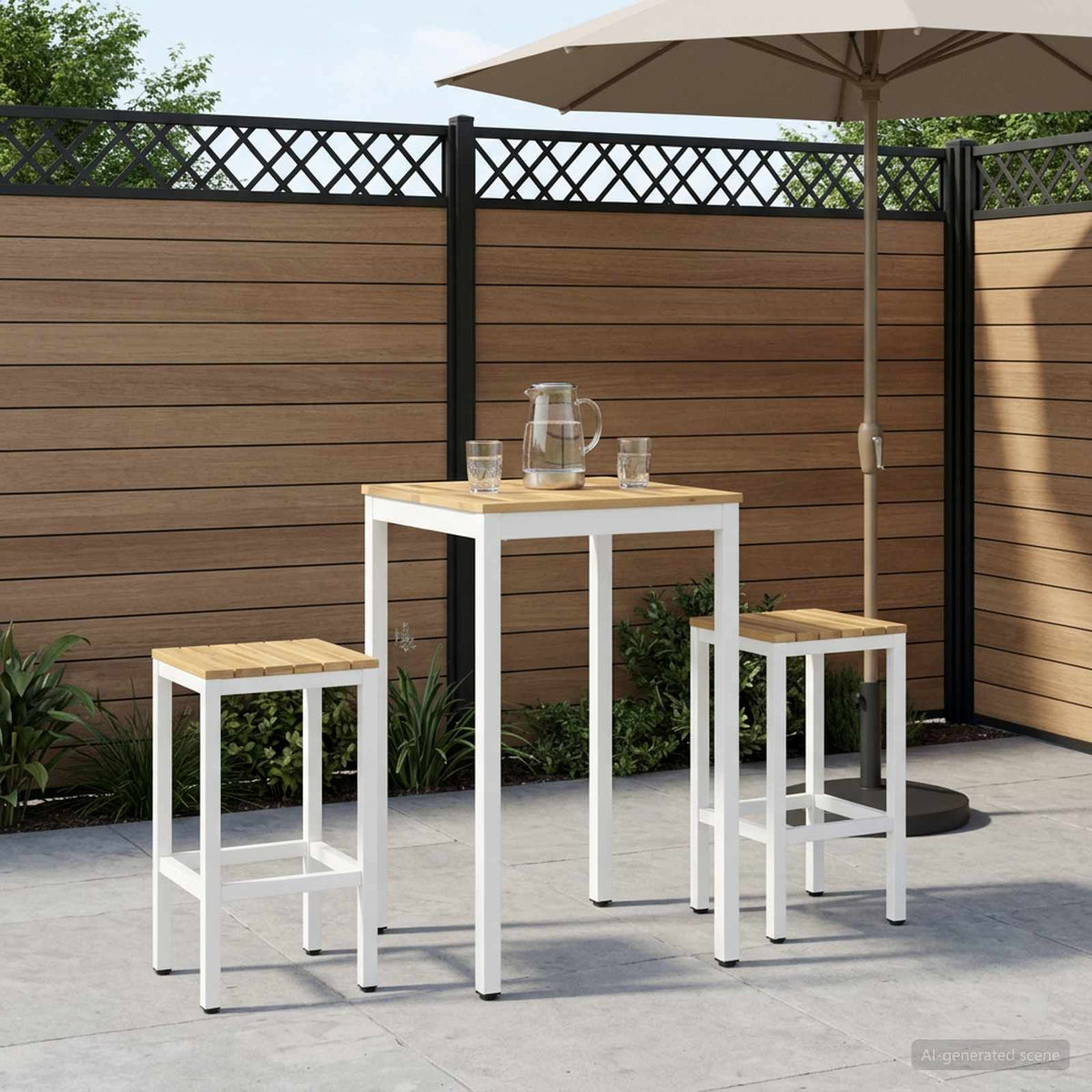 vidaXL Garden Bar Table NAARDEN White 60 x 60.5 x 105 cm