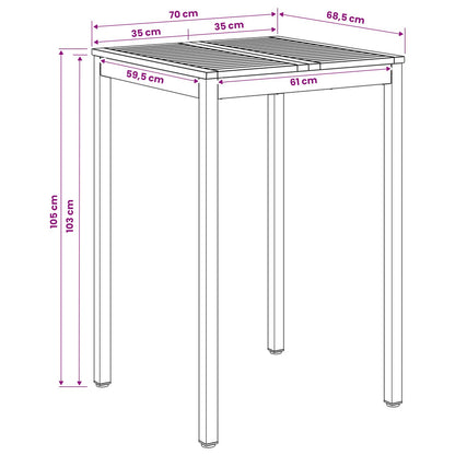 vidaXL Garden Bar Table White 70 x 68.5 x 105 cm Solid Acacia Wood