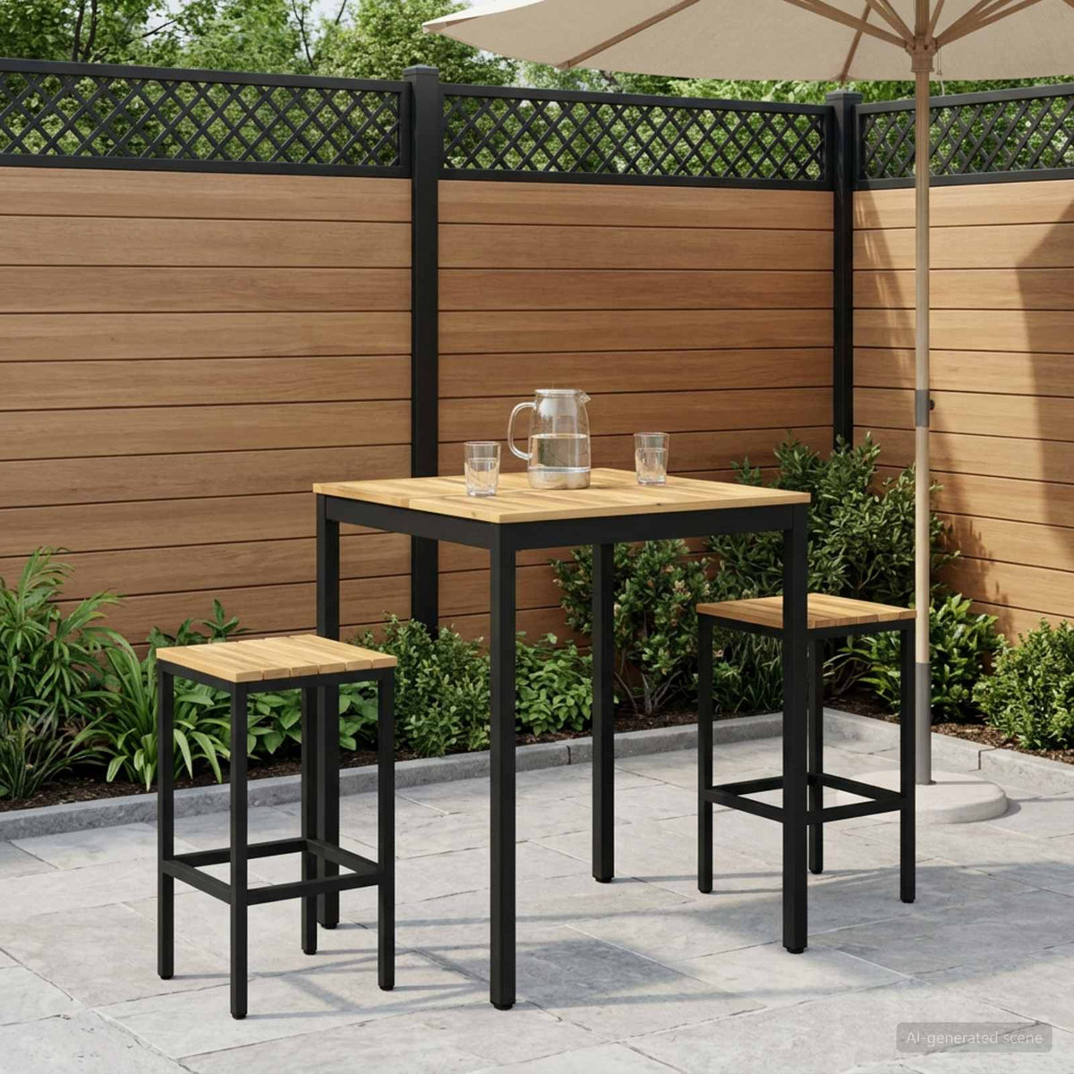 vidaXL Garden Bar Table NAARDEN White and Black 80 x 80.5 x 105 cm