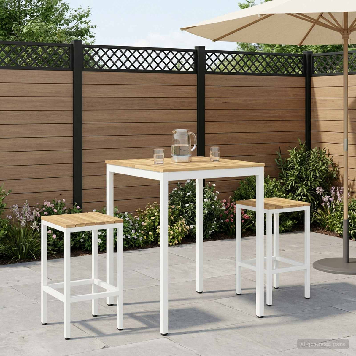 vidaXL Garden Bar Table NAARDEN White 80 x 80.5 x 105 cm
