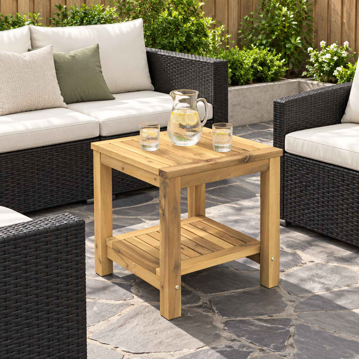 vidaXL Coffee Table White 40.5 x 40 x 45 cm Solid Acacia Wood