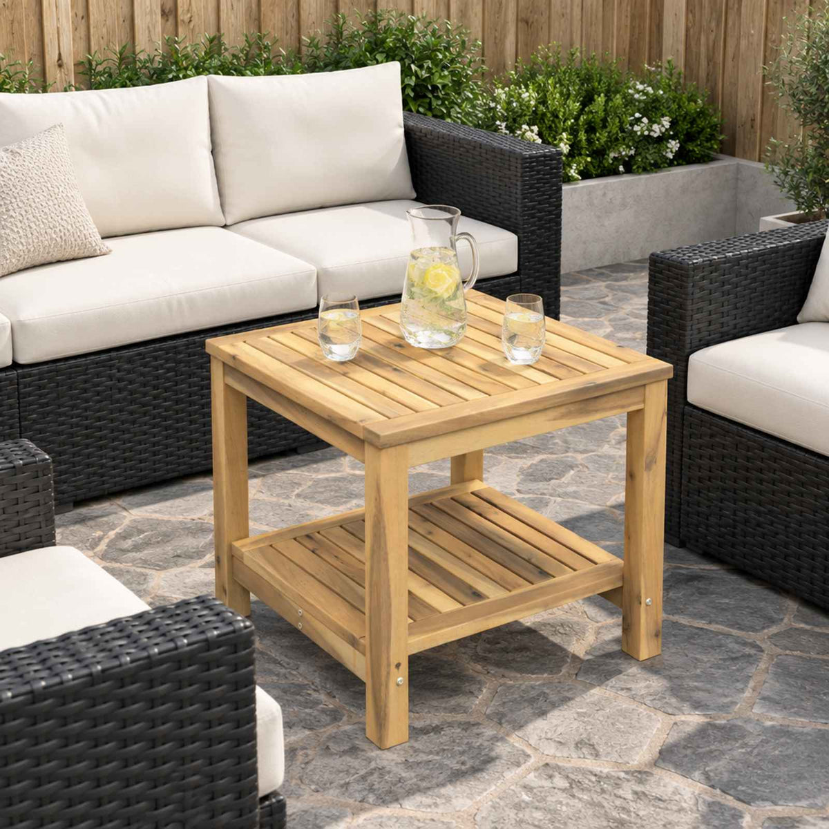 vidaXL Coffee Table White 48.5 x 49 x 45 cm Solid Acacia Wood