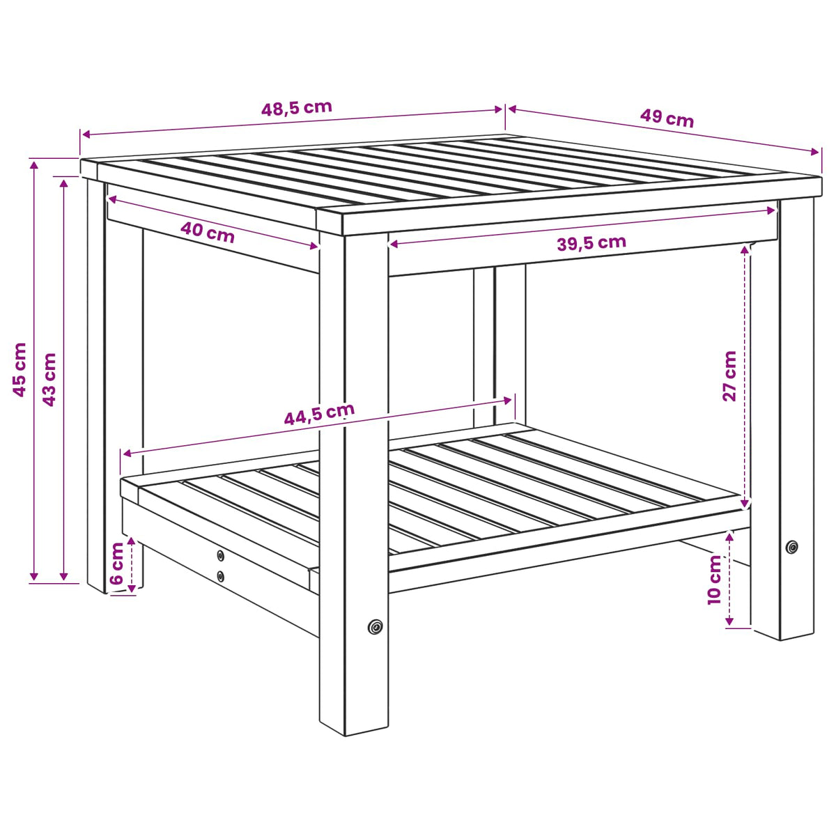 vidaXL Coffee Table White 48.5 x 49 x 45 cm Solid Acacia Wood