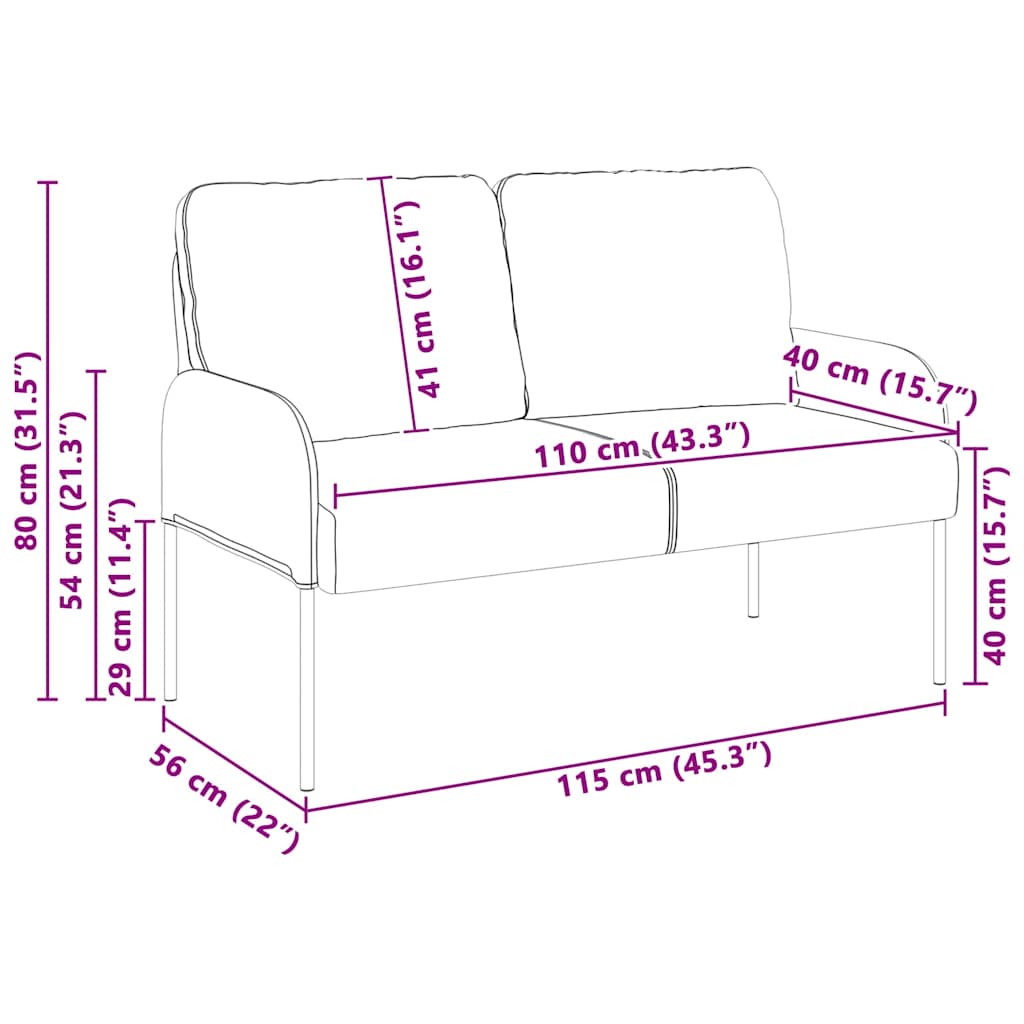 vidaXL Sofas with Cushion Black 115 x 56 x 80 cm Plywood