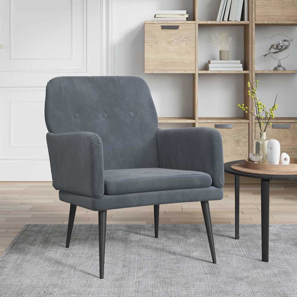 vidaXL Armchair Dark Grey Velvet