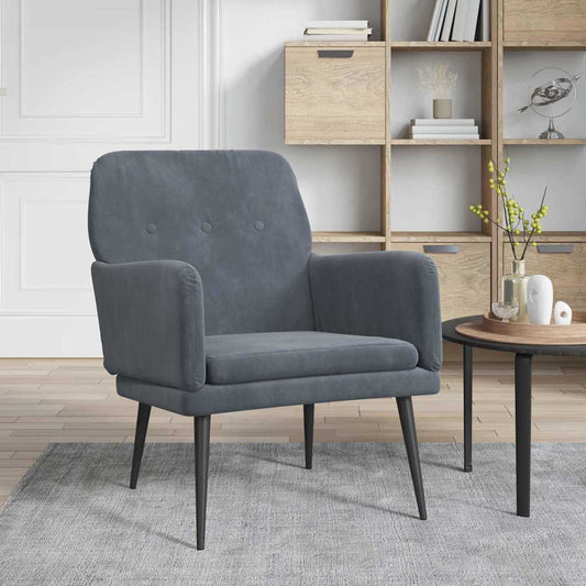 vidaXL Armchair Dark Grey 79 x 62 x 79 cm Velvet