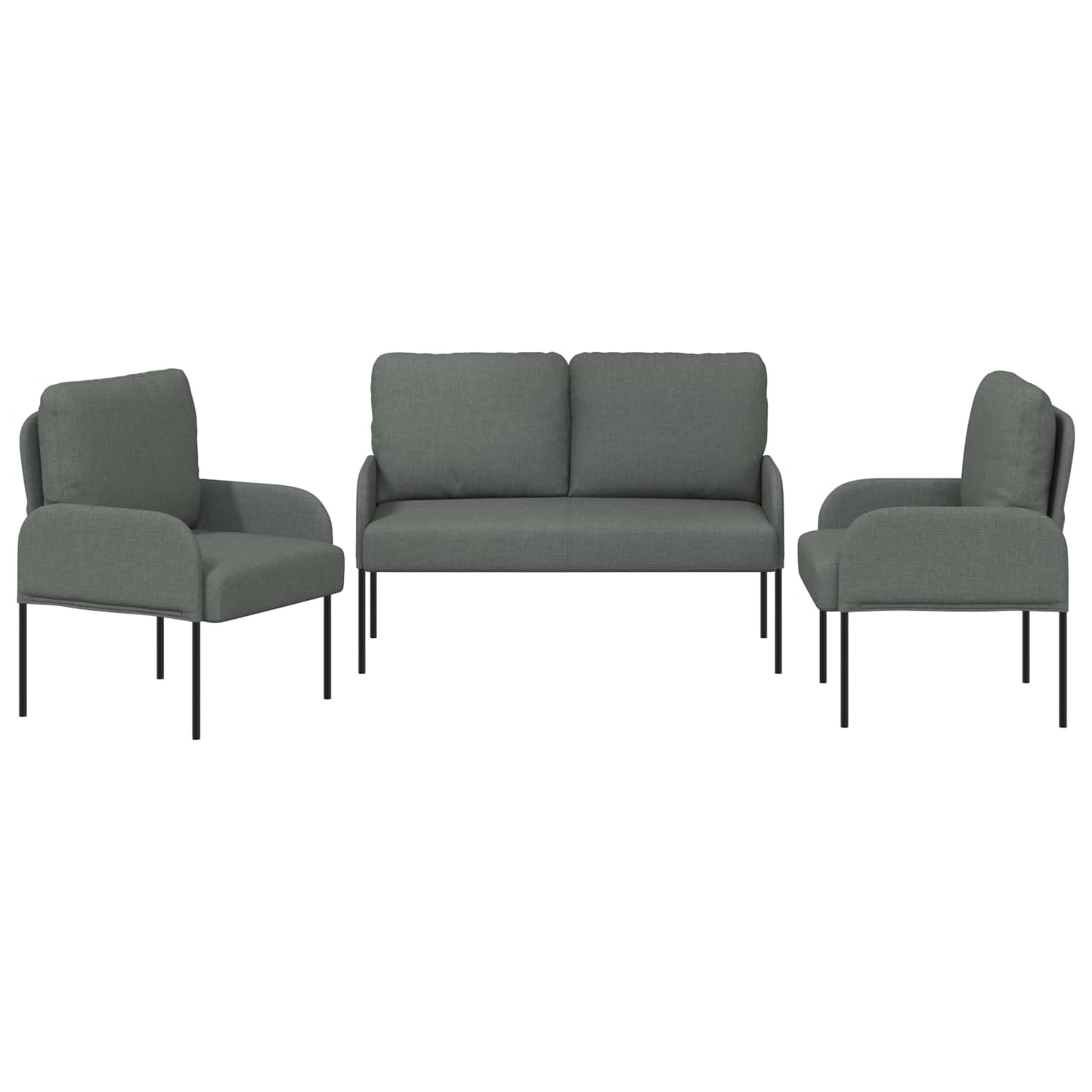 vidaXL Sofa Sets with Cushion 3 pcs Dark Grey 115 x 56 x 80 cm Plywood