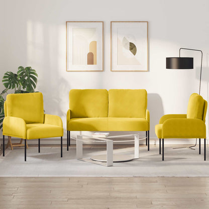 vidaXL Sofa Sets with Cushion 3 pcs Yellow 115 x 56 x 80 cm Plywood
