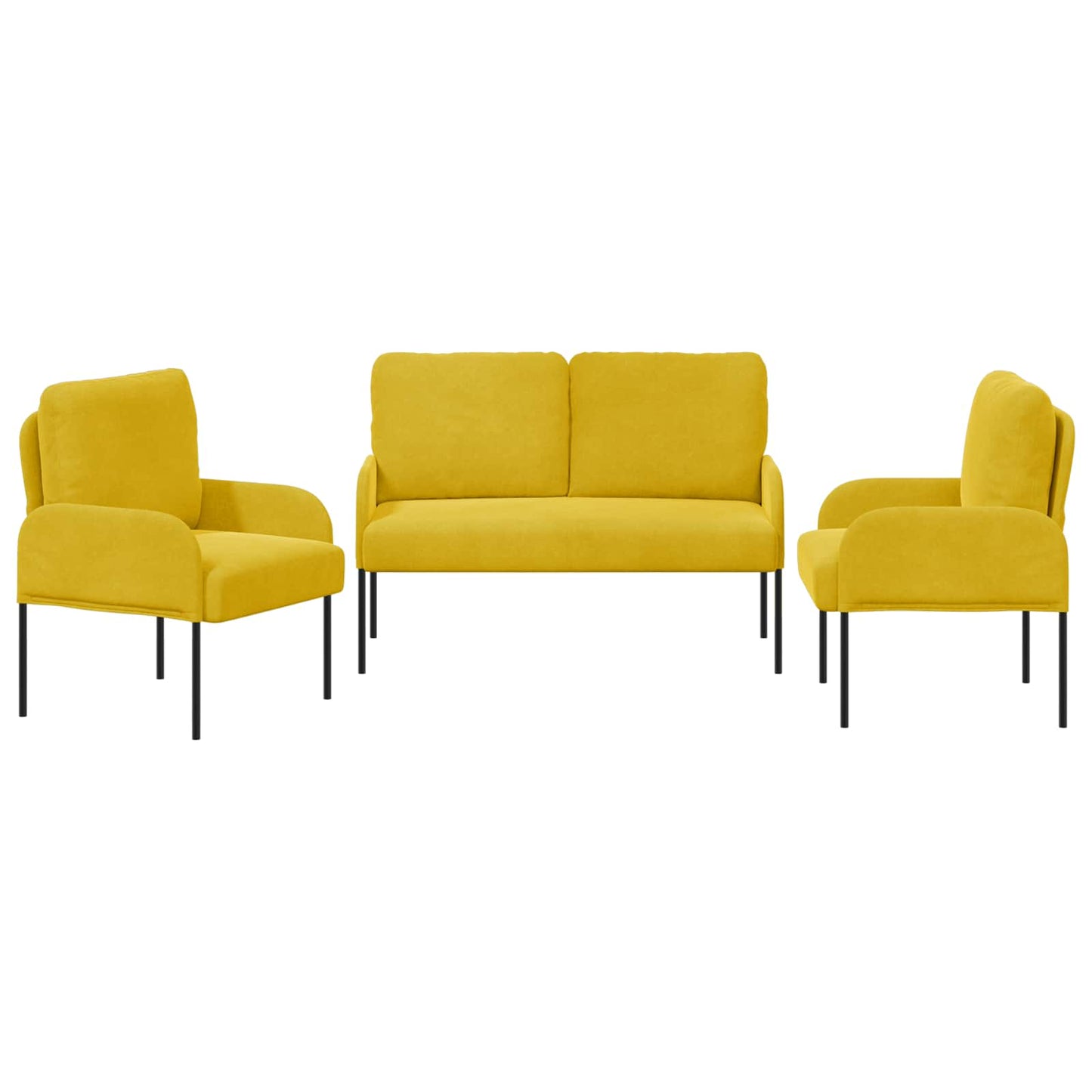 vidaXL Sofa Sets with Cushion 3 pcs Yellow 115 x 56 x 80 cm Plywood