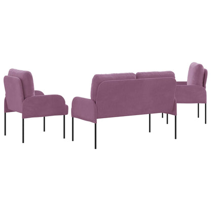 vidaXL Sofa Sets with Cushion 3 pcs Purple 115 x 56 x 80 cm Plywood