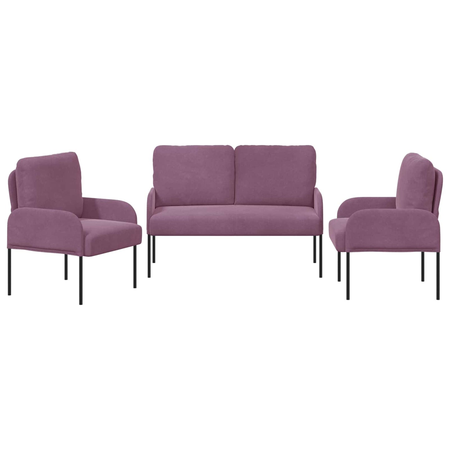 vidaXL Sofa Sets with Cushion 3 pcs Purple 115 x 56 x 80 cm Plywood