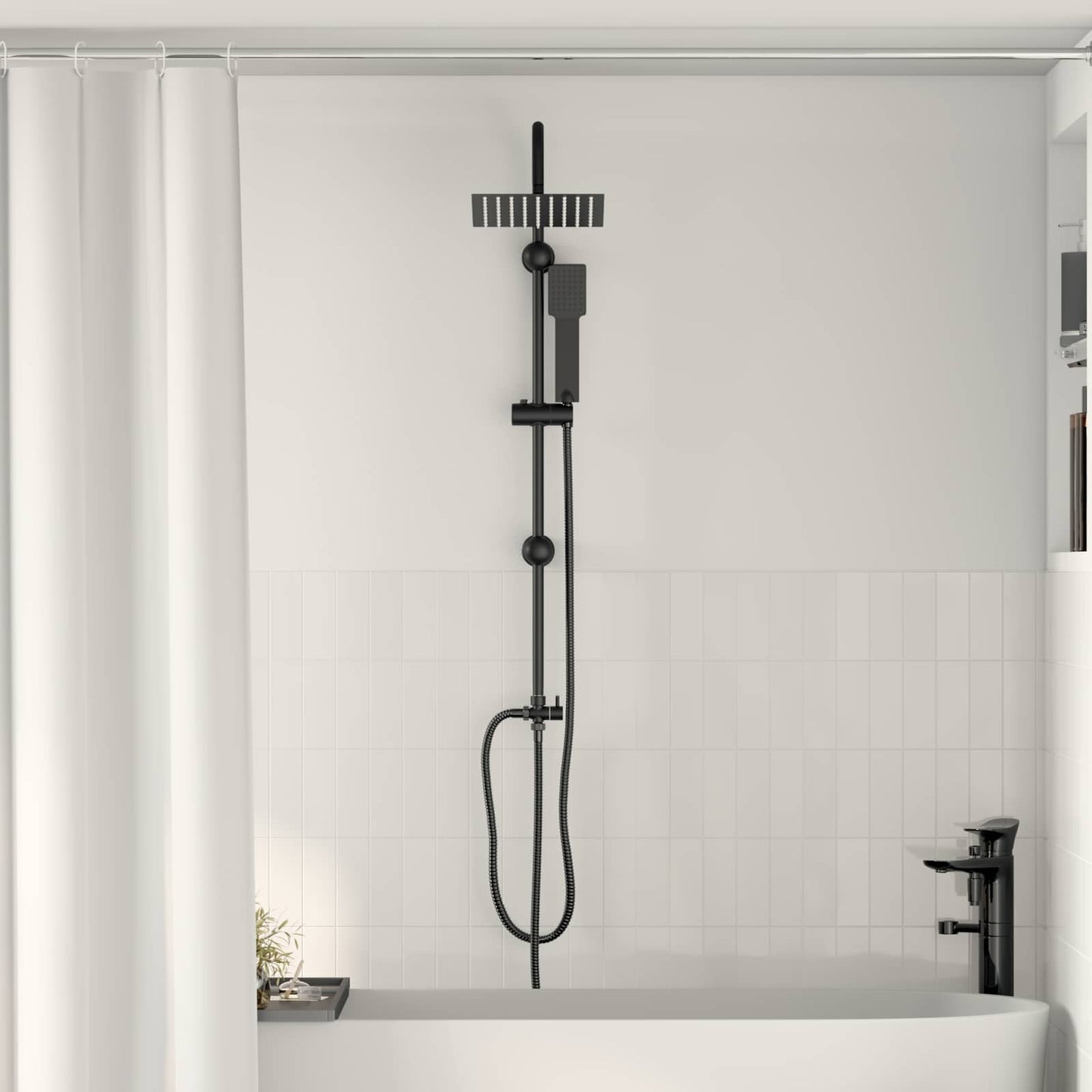 vidaXL Shower System Black 47 x 20 x 95 cm Stainless Steel