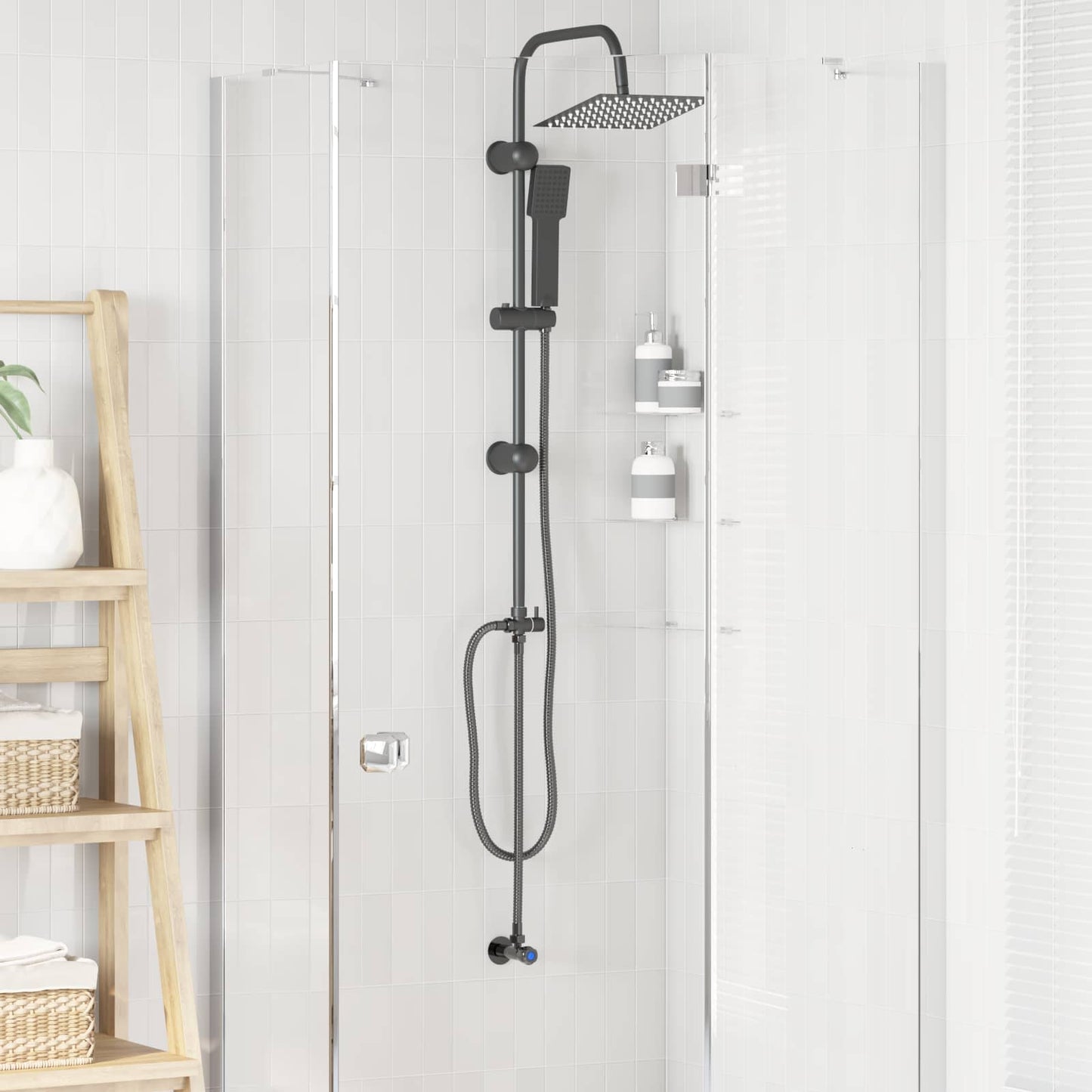 vidaXL Shower System Black 47 x 20 x 95 cm Stainless Steel