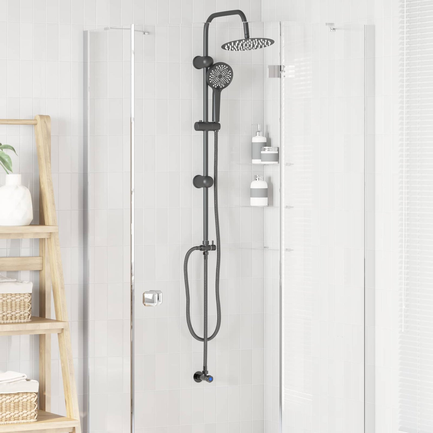 vidaXL Shower System Black 47 x 20 x 95 cm Stainless Steel