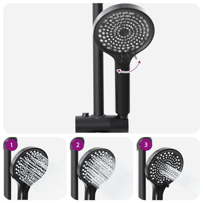 vidaXL Shower System Black 47 x 20 x 95 cm Stainless Steel