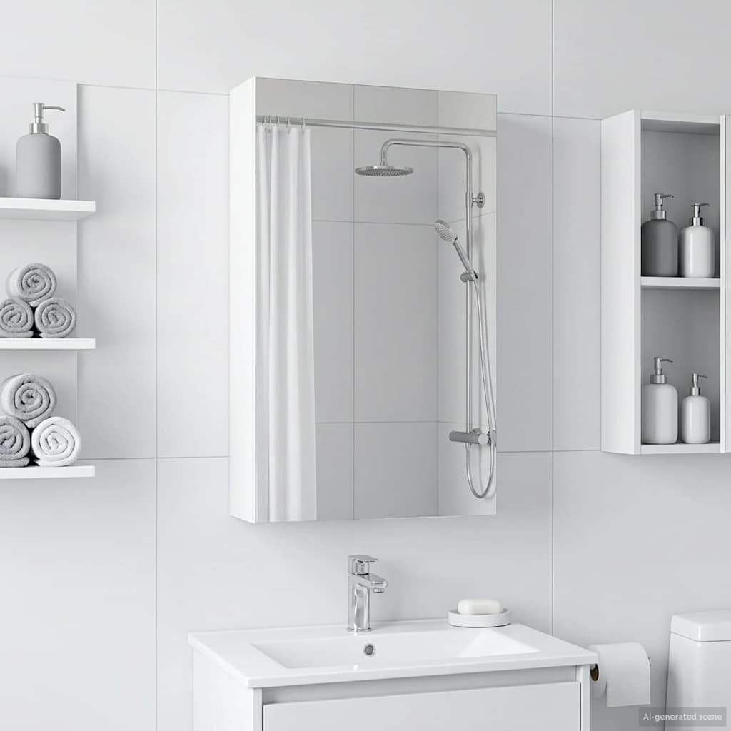 vidaXL Bathroom Mirror Cabinet White 30 x 10.5 x 50 cm Engineered wood