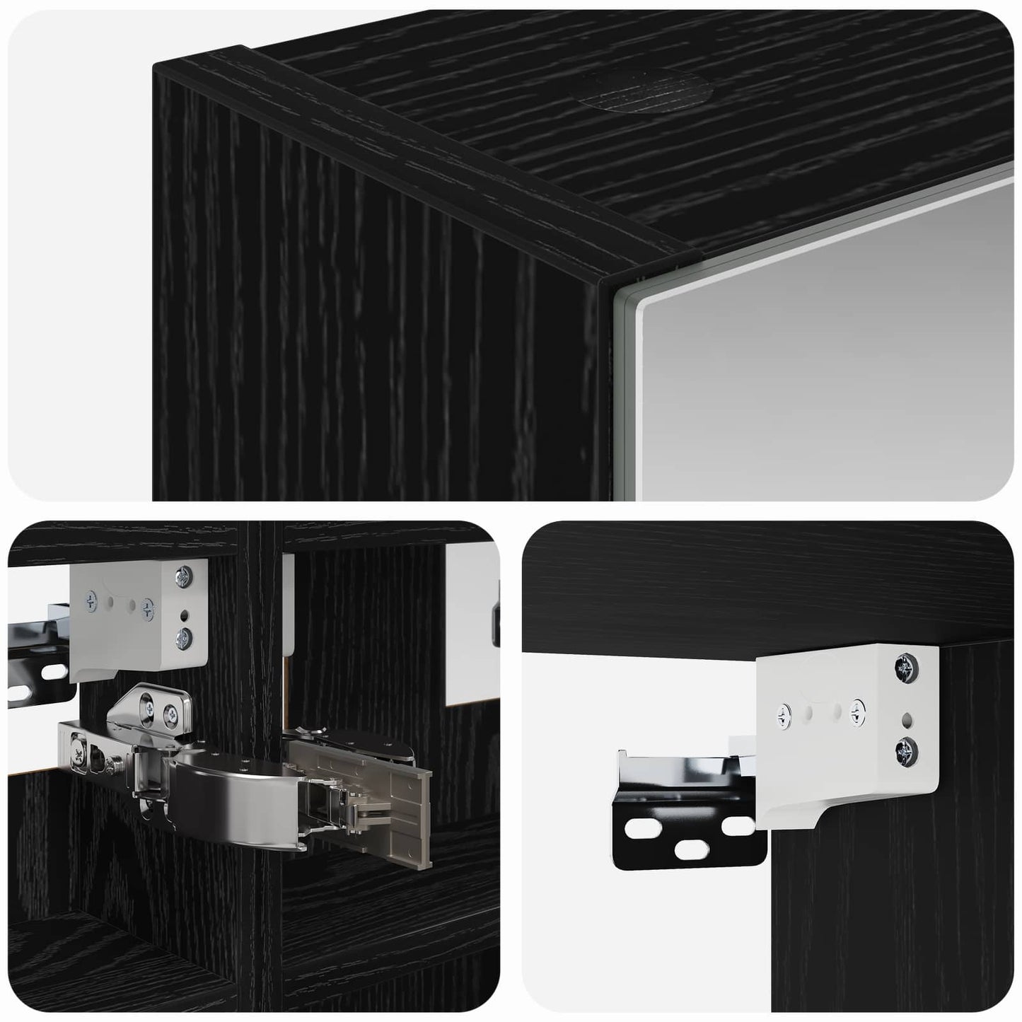 vidaXL Bathroom Mirror Cabinet with Shelf Black Oak 30 x 10.5 x 50 cm