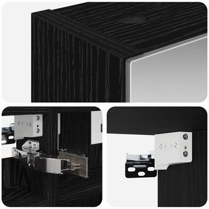 vidaXL Bathroom Mirror Cabinet with Shelf Black Oak 30 x 10.5 x 50 cm