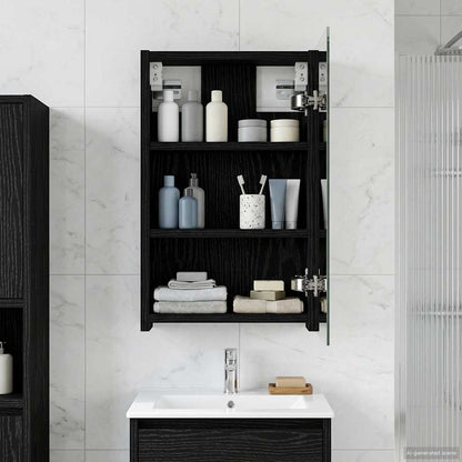 vidaXL Bathroom Mirror Cabinet with Shelf Black Oak 30 x 10.5 x 50 cm