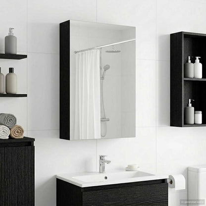 vidaXL Bathroom Mirror Cabinet with Shelf Black Oak 30 x 10.5 x 50 cm