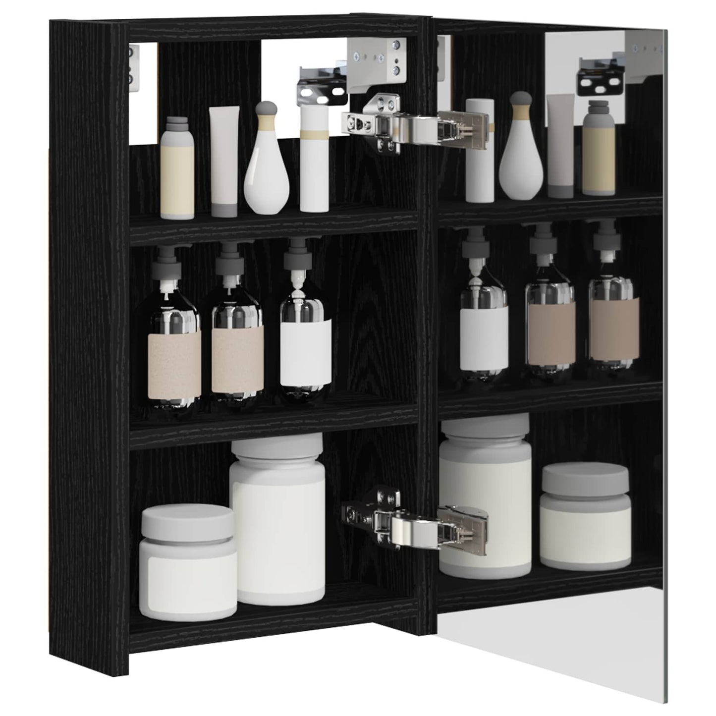 vidaXL Bathroom Mirror Cabinet with Shelf Black Oak 30 x 10.5 x 50 cm