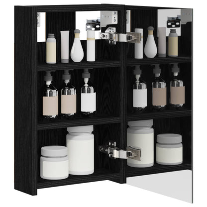 vidaXL Bathroom Mirror Cabinet with Shelf Black Oak 30 x 10.5 x 50 cm