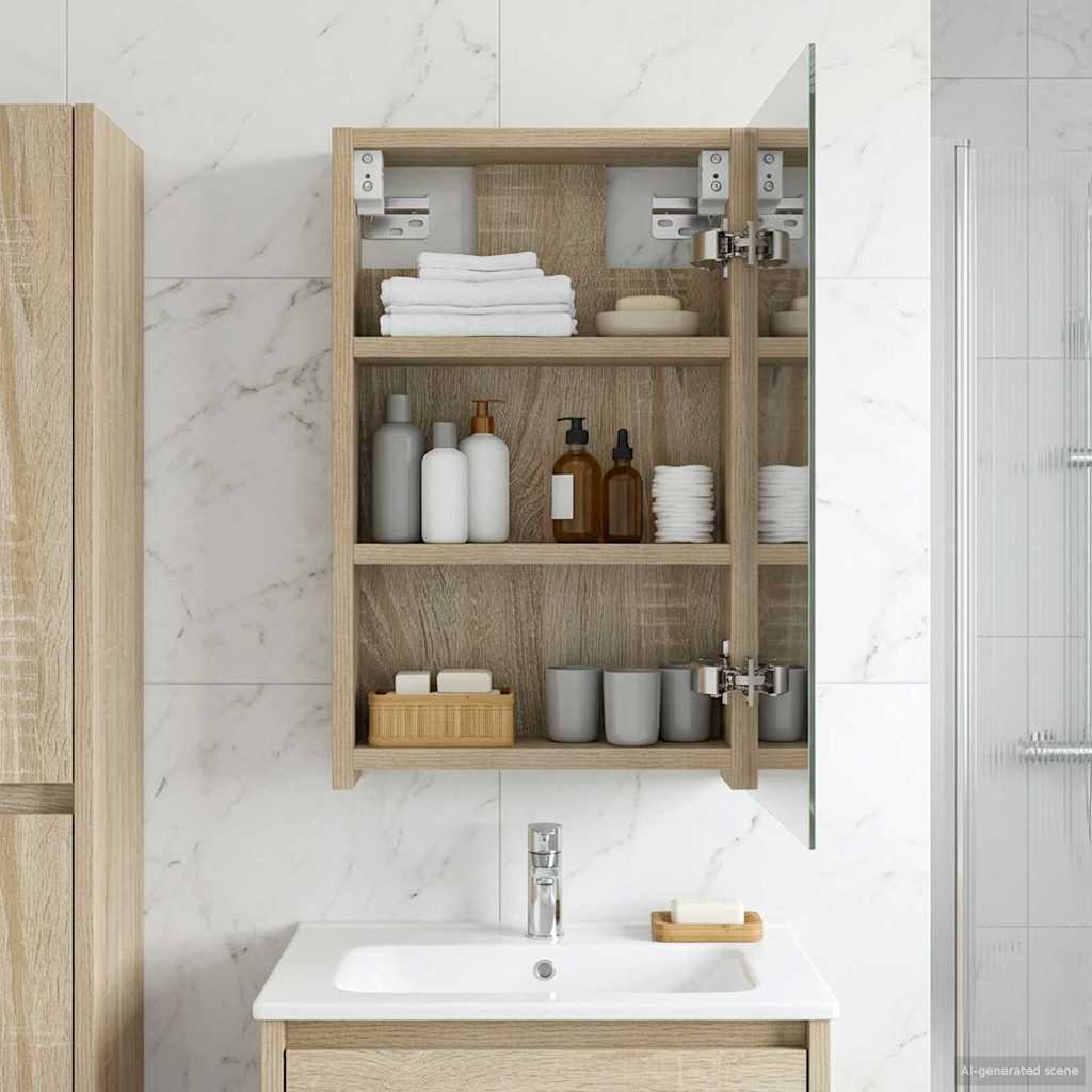 vidaXL Bathroom Mirror Cabinet with Shelf Sonoma Oak 30 x 10.5 x 50 cm